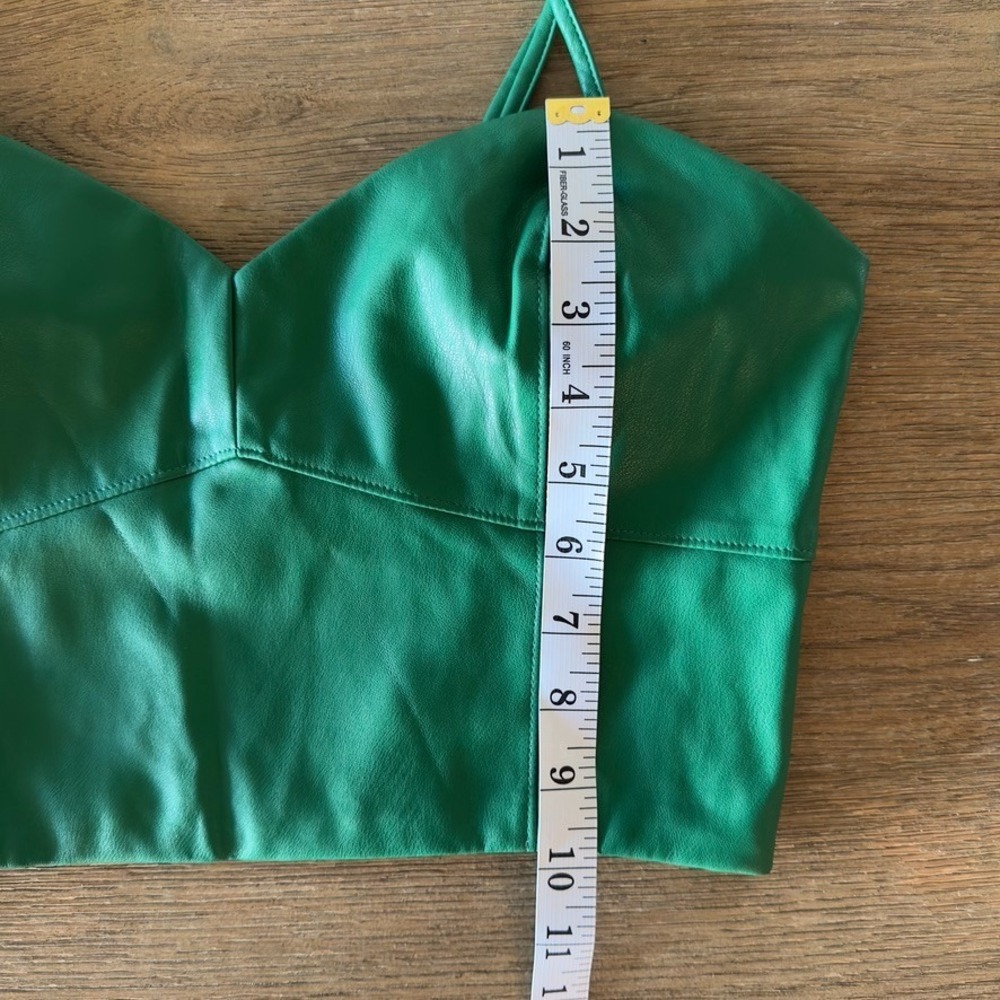 Sans Souci Faux Leather Bralette Crop Top-Emerald Green-Women's Size Med-RRP $78 - Picture 3 of 12